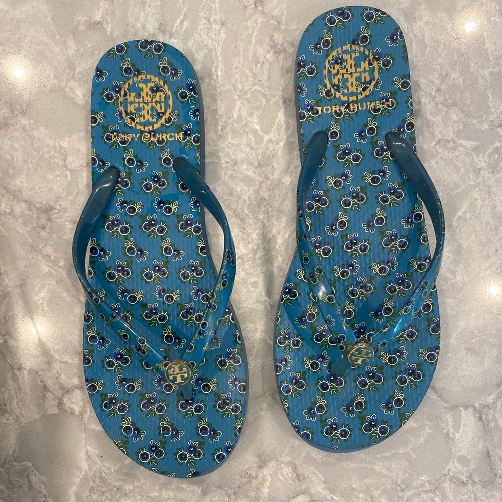 Blue Floral Tory Burch Flip Flops!